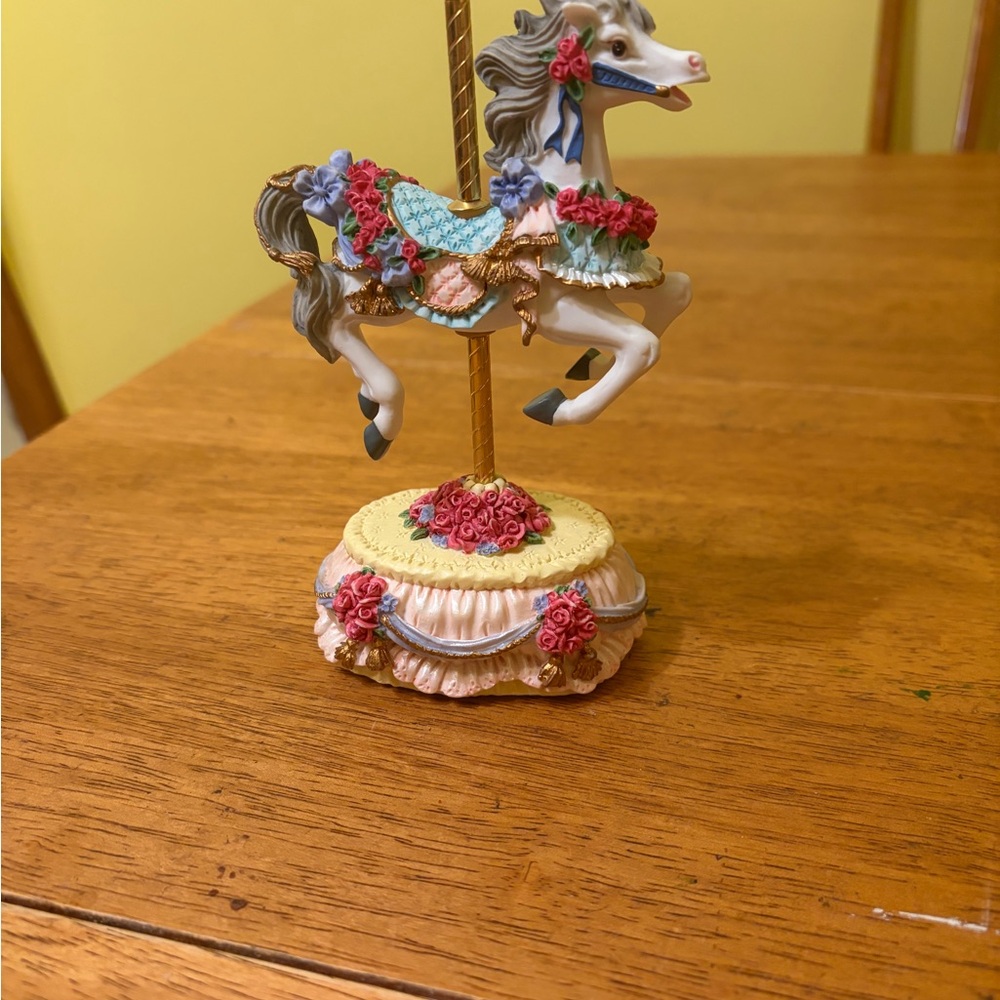 Heritage Carousel Horse Melodies figurine collection with Pink and Blue Accents